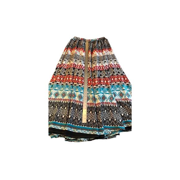MAGIC Boho Maxi Skirt Sz M –Flowy Festival Vibes, Elastic Waist, Patchwork Print - Picture 5 of 9